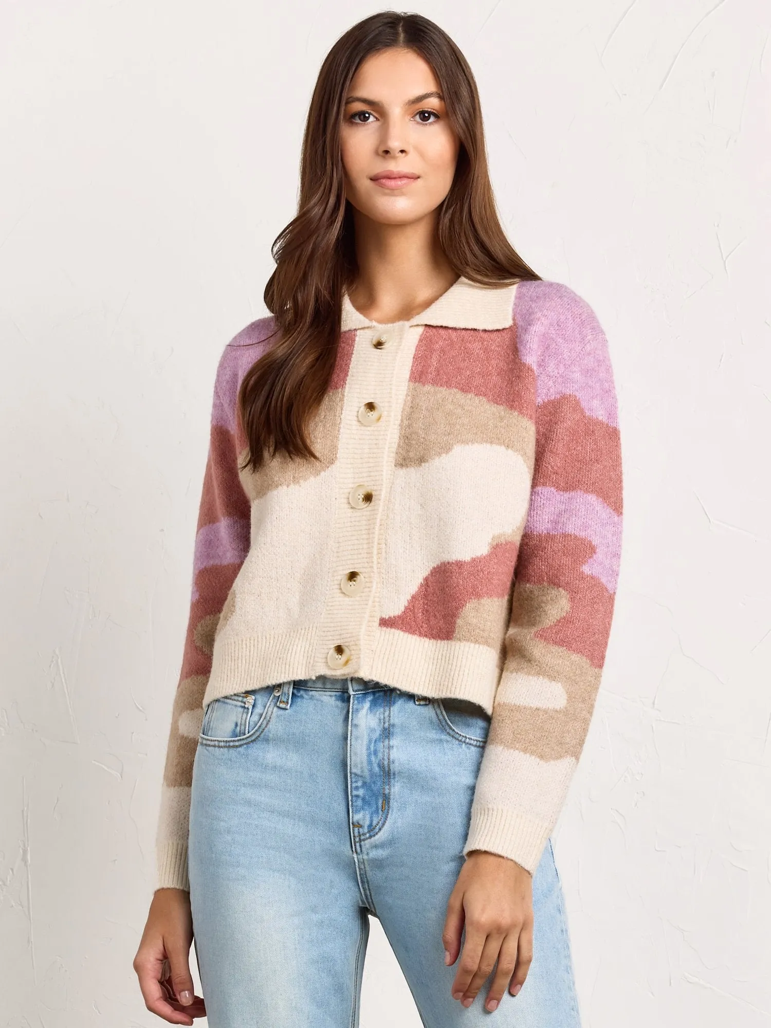 Dreamers By Debut Abstract Swirl Collared Cardigan - Brands We Love