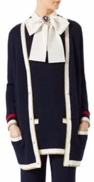 Embroidered Long-Sleeve Knit Cardigan Sweater