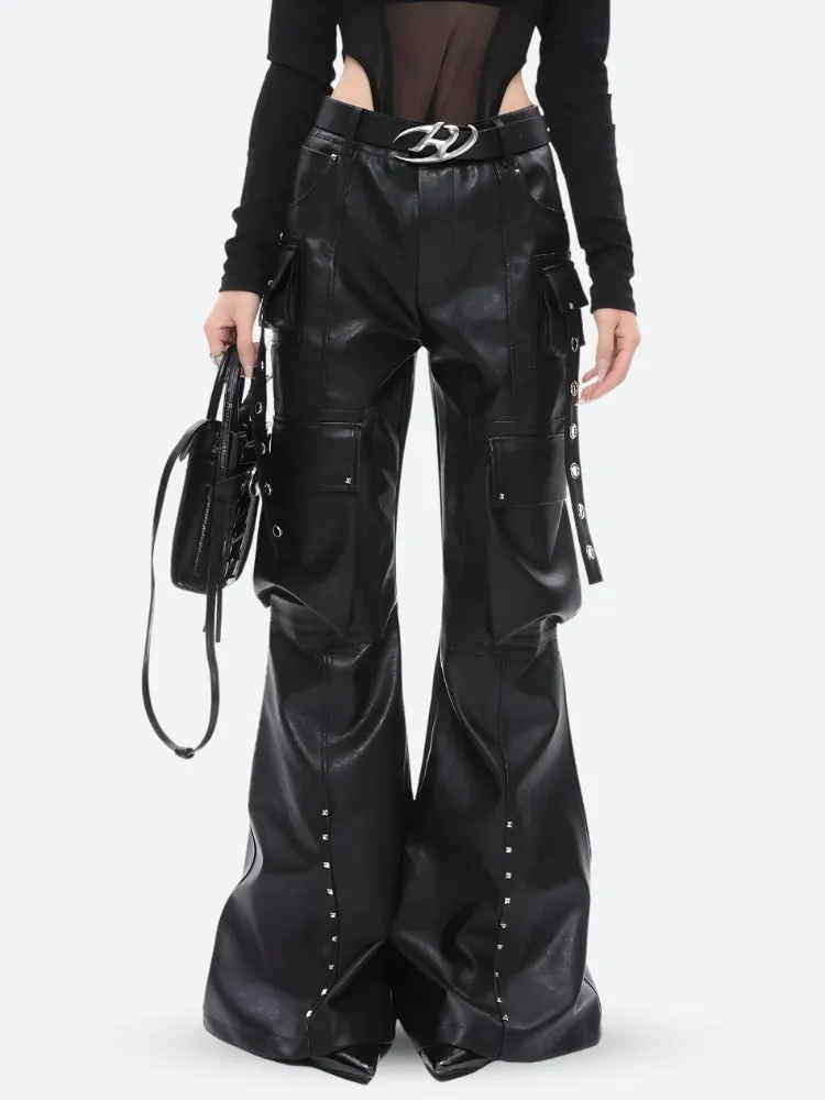 Faux Leather Cargo Pants