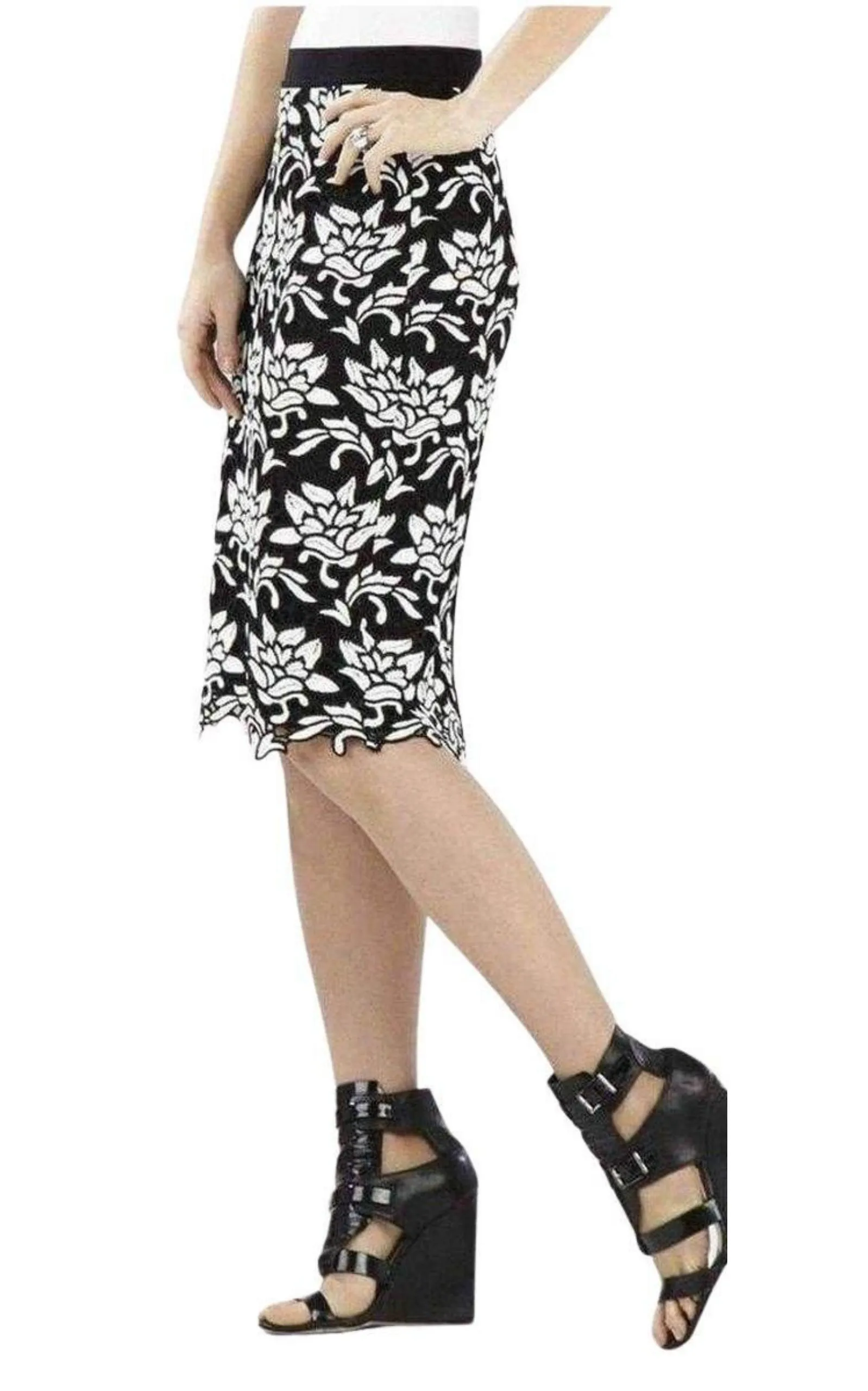 Floral Hem Pencil Skirt