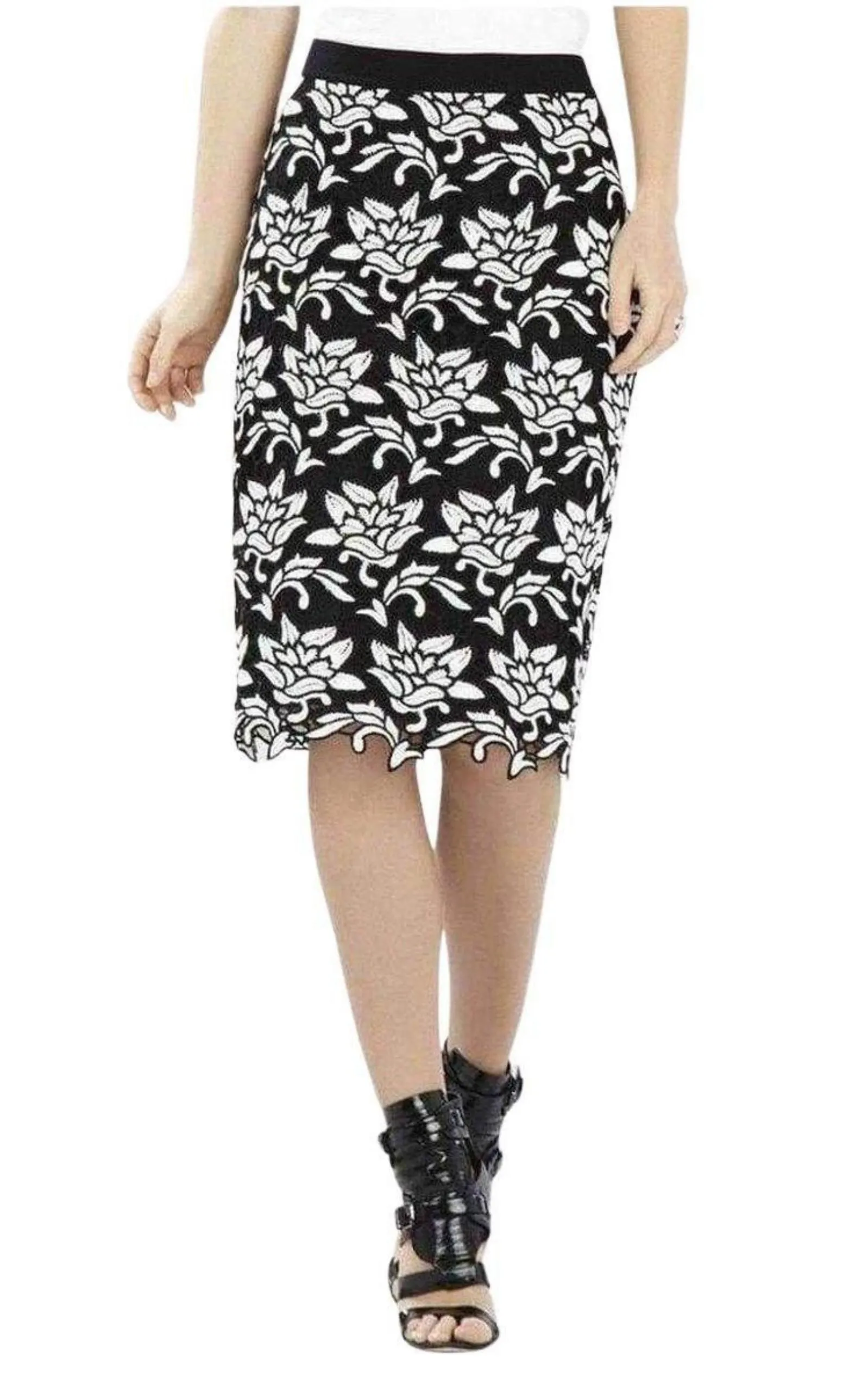 Floral Hem Pencil Skirt