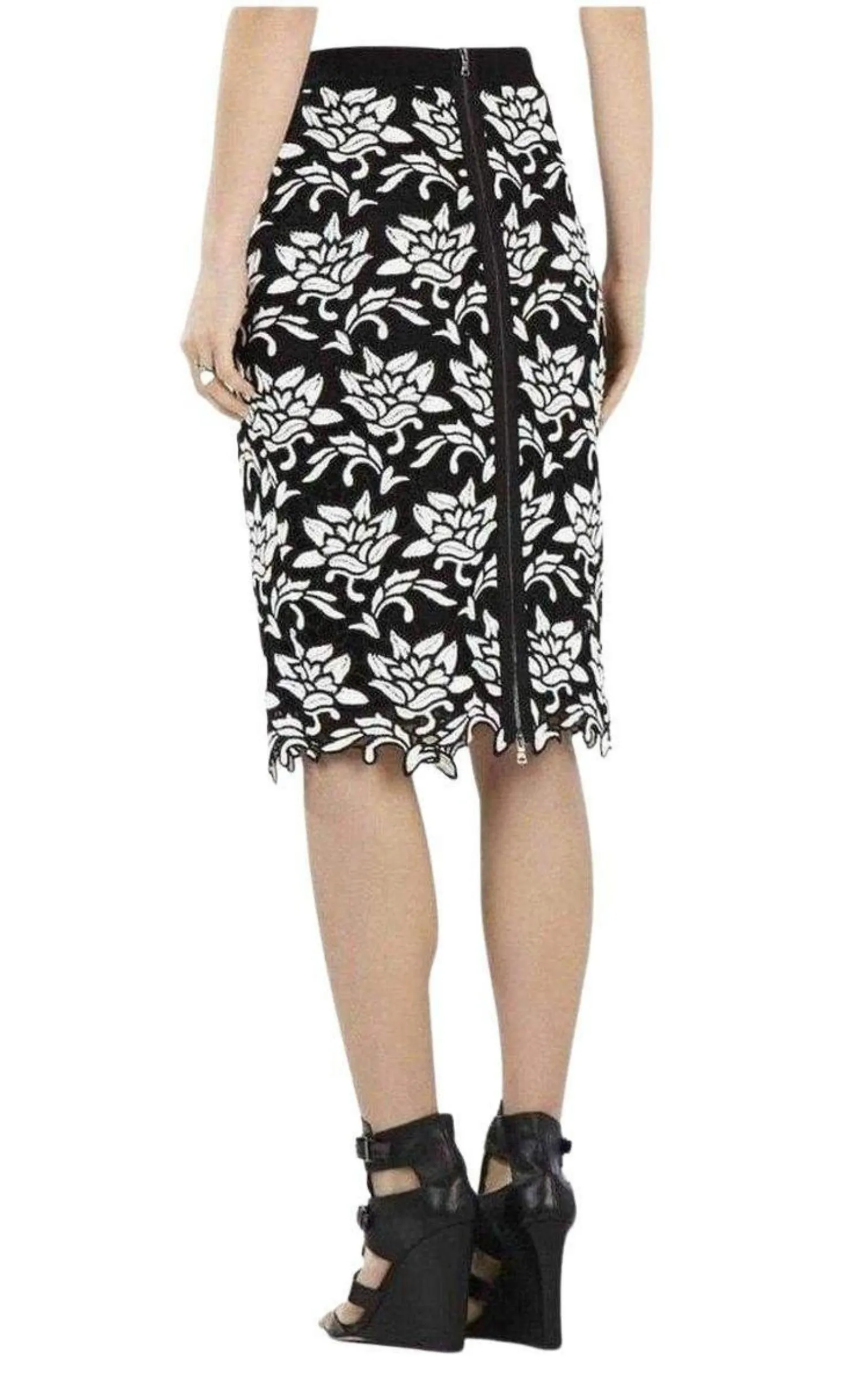 Floral Hem Pencil Skirt