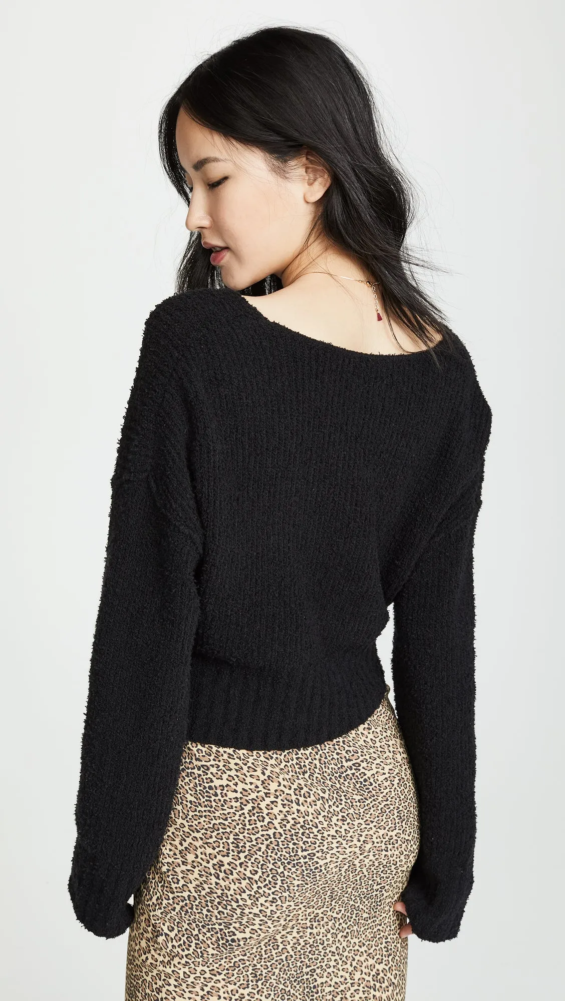 Free People Sensual Wrap Sweater Black