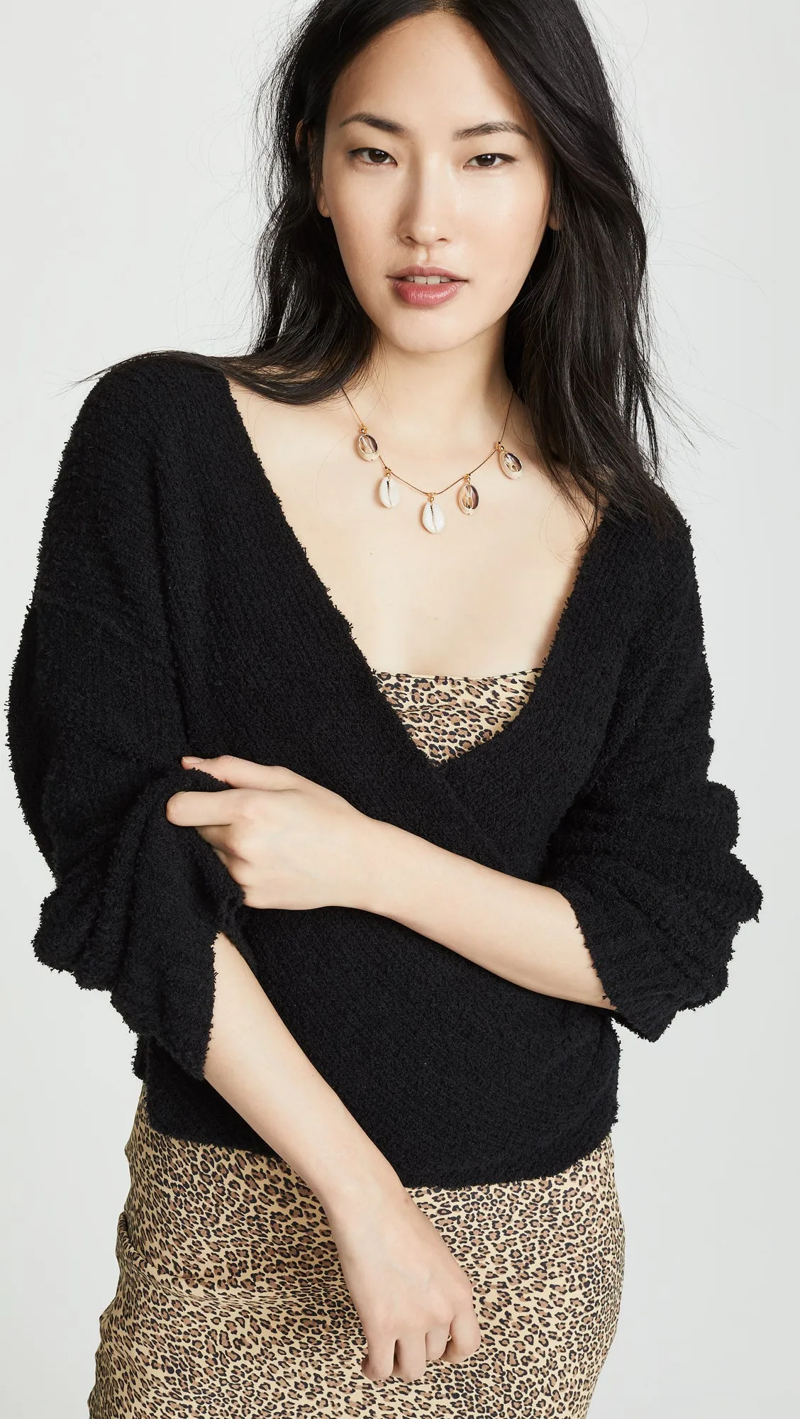 Free People Sensual Wrap Sweater Black