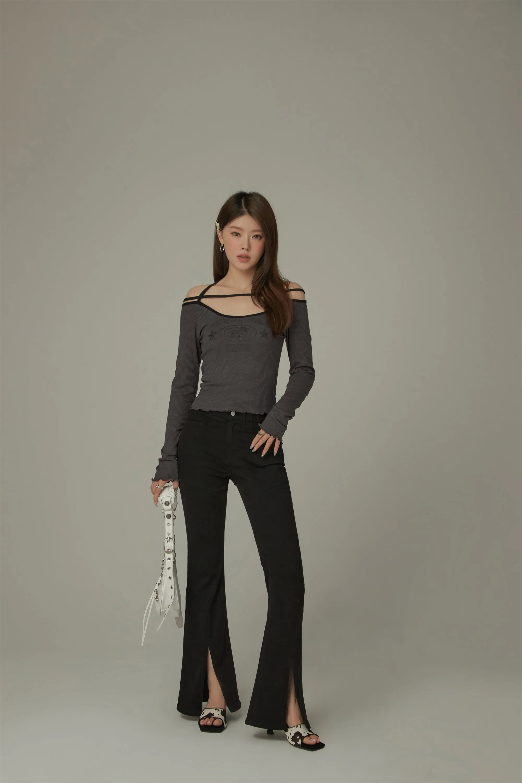 Front Ankle Slit Bootcut Pants