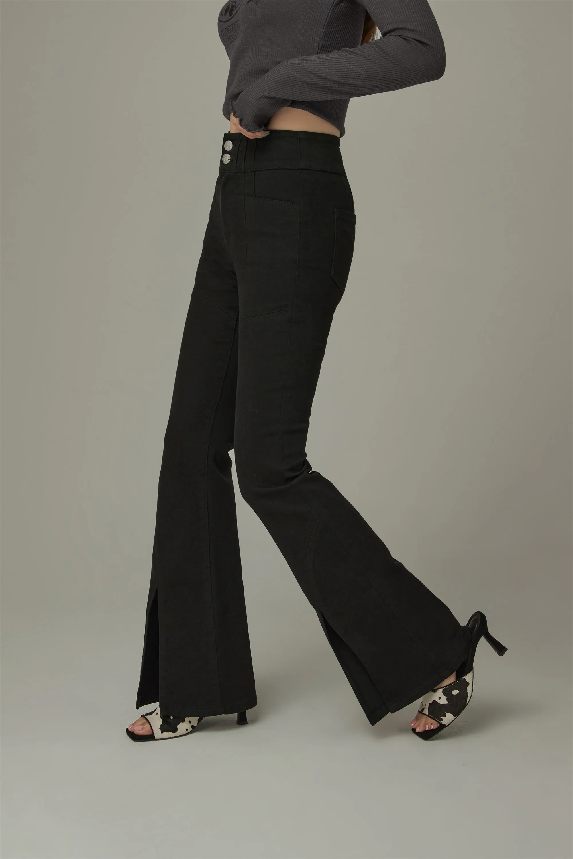 Front Ankle Slit Bootcut Pants