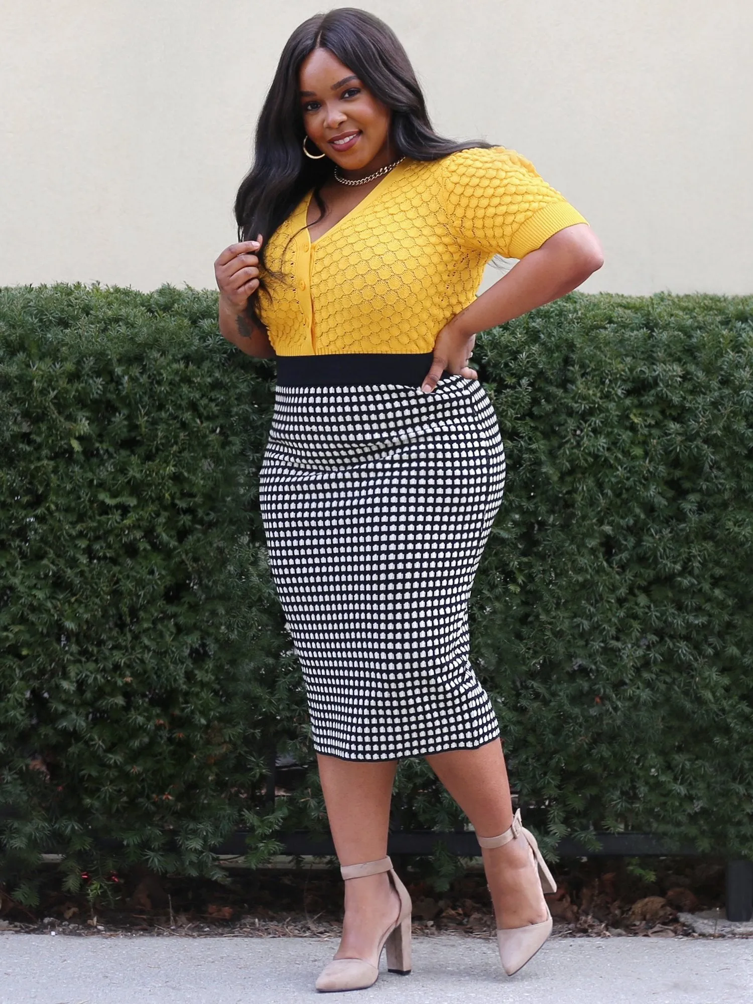 Geometric Sweater Pencil Skirt - The NY&C Legacy Collection