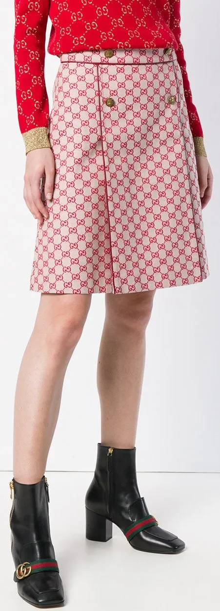 GG Canvas A-line Skirt, Red