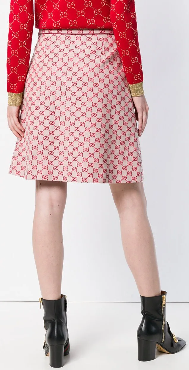 GG Canvas A-line Skirt, Red