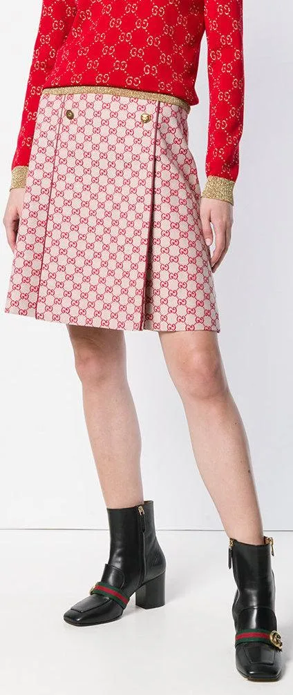 GG Canvas A-line Skirt, Red