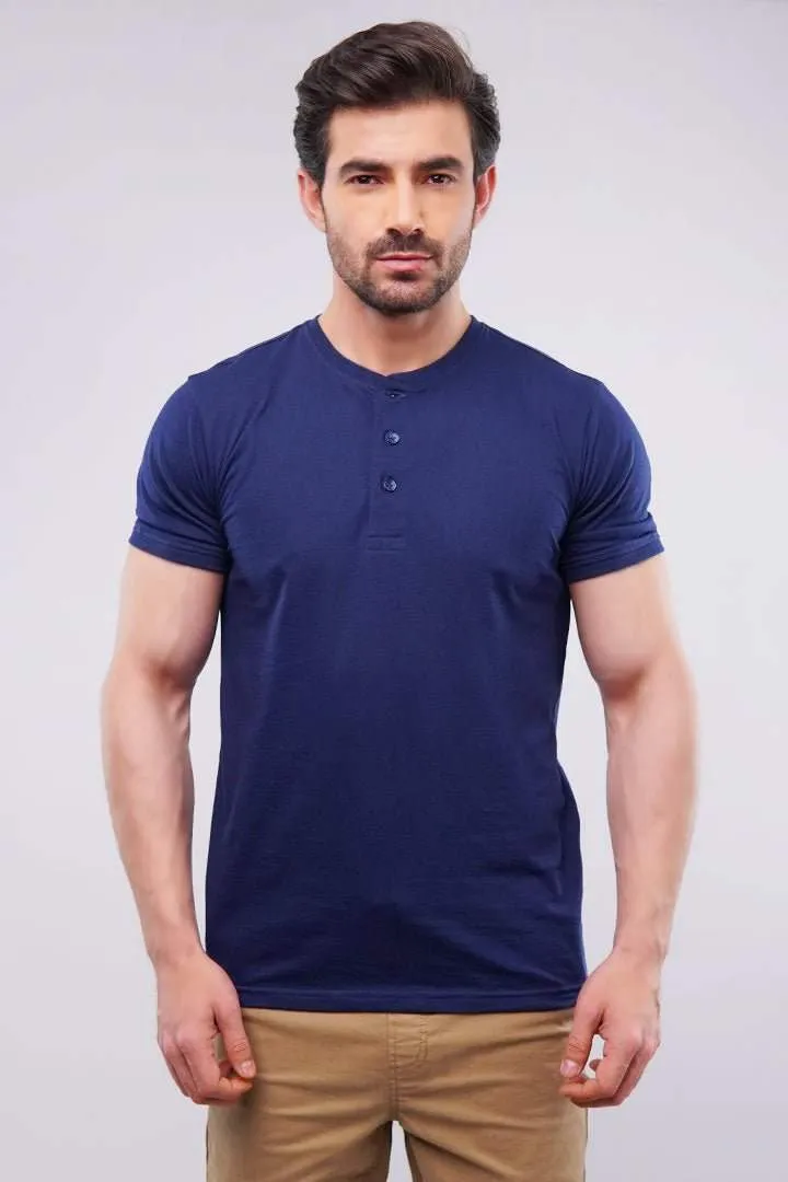 Henley T-Shirt - Navy Blue