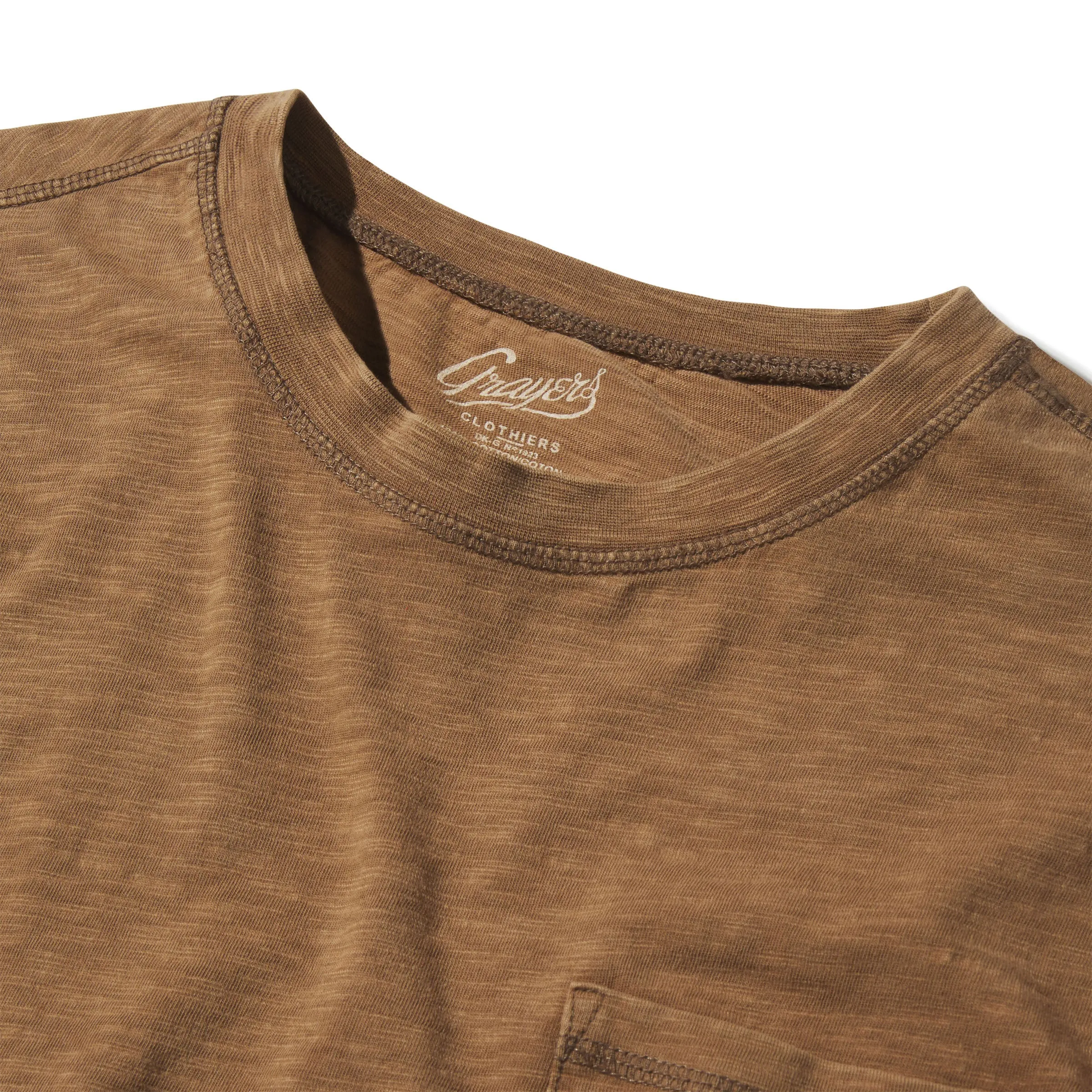 Hewitt Garment Dyed Pocket Tee - Dark Earth