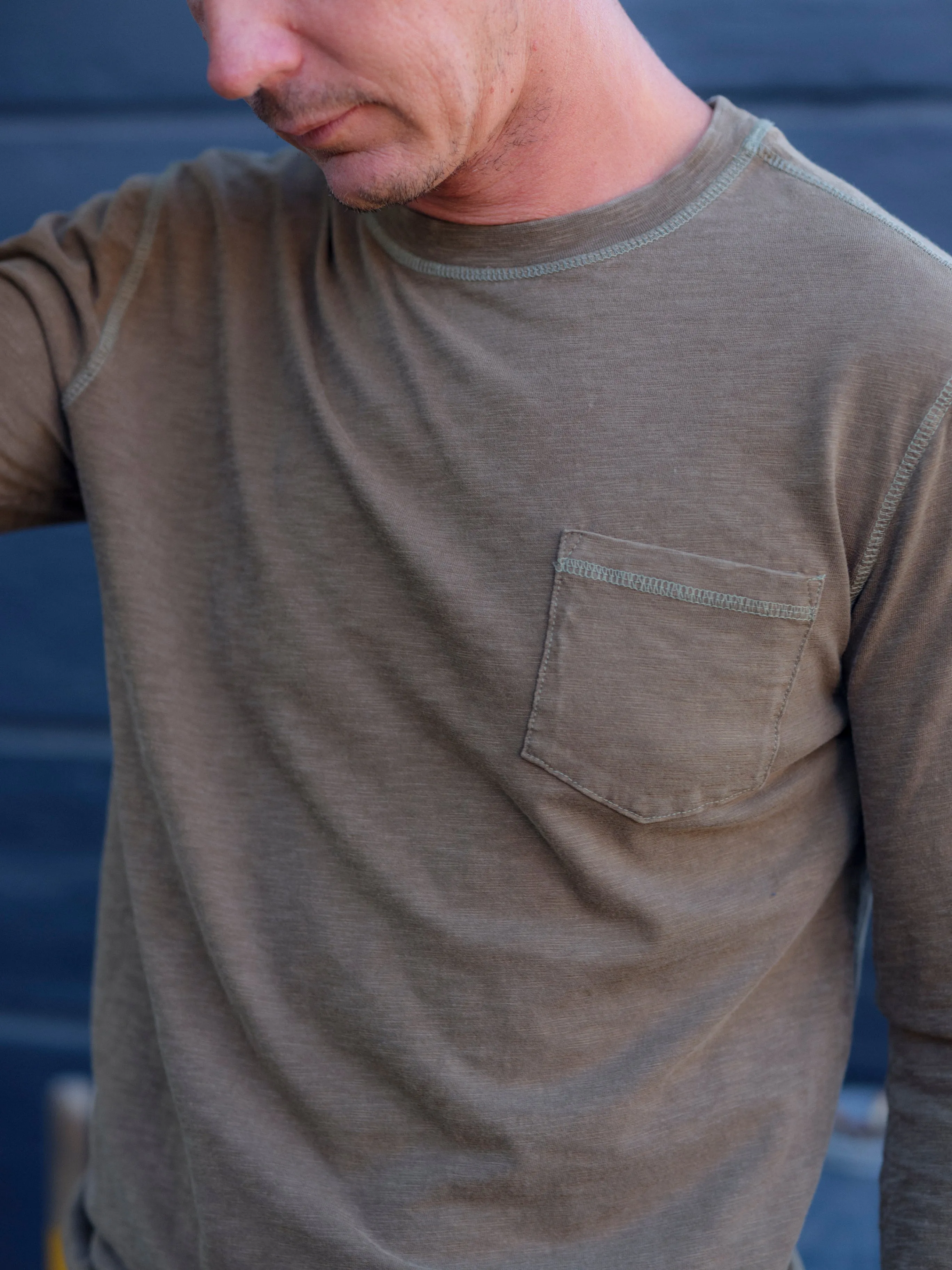 Hewitt Garment Dyed Pocket Tee - Military Olive