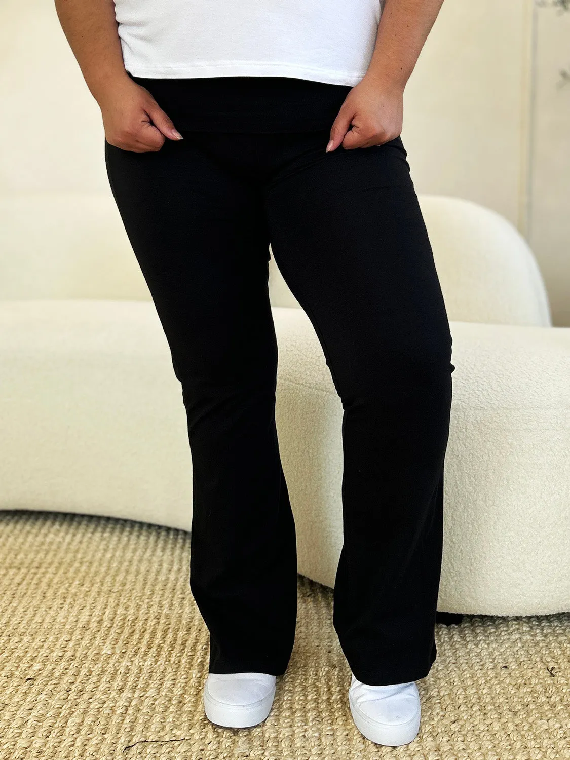 High Waist Wide Waistband Bootcut Active Pants