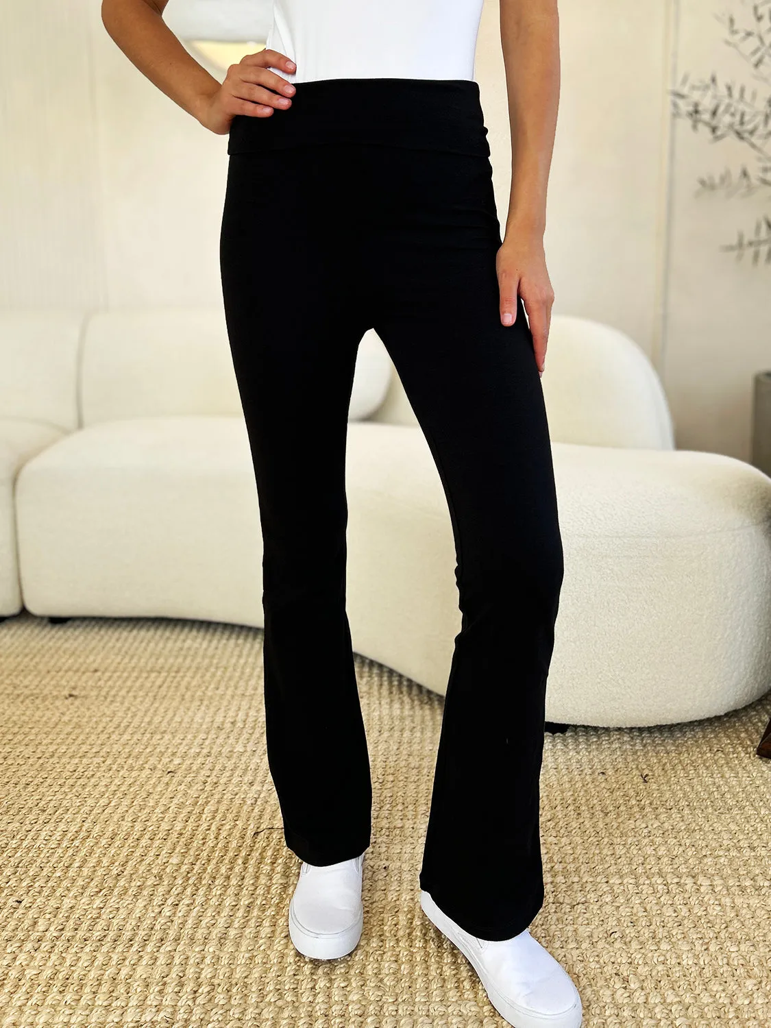 High Waist Wide Waistband Bootcut Active Pants