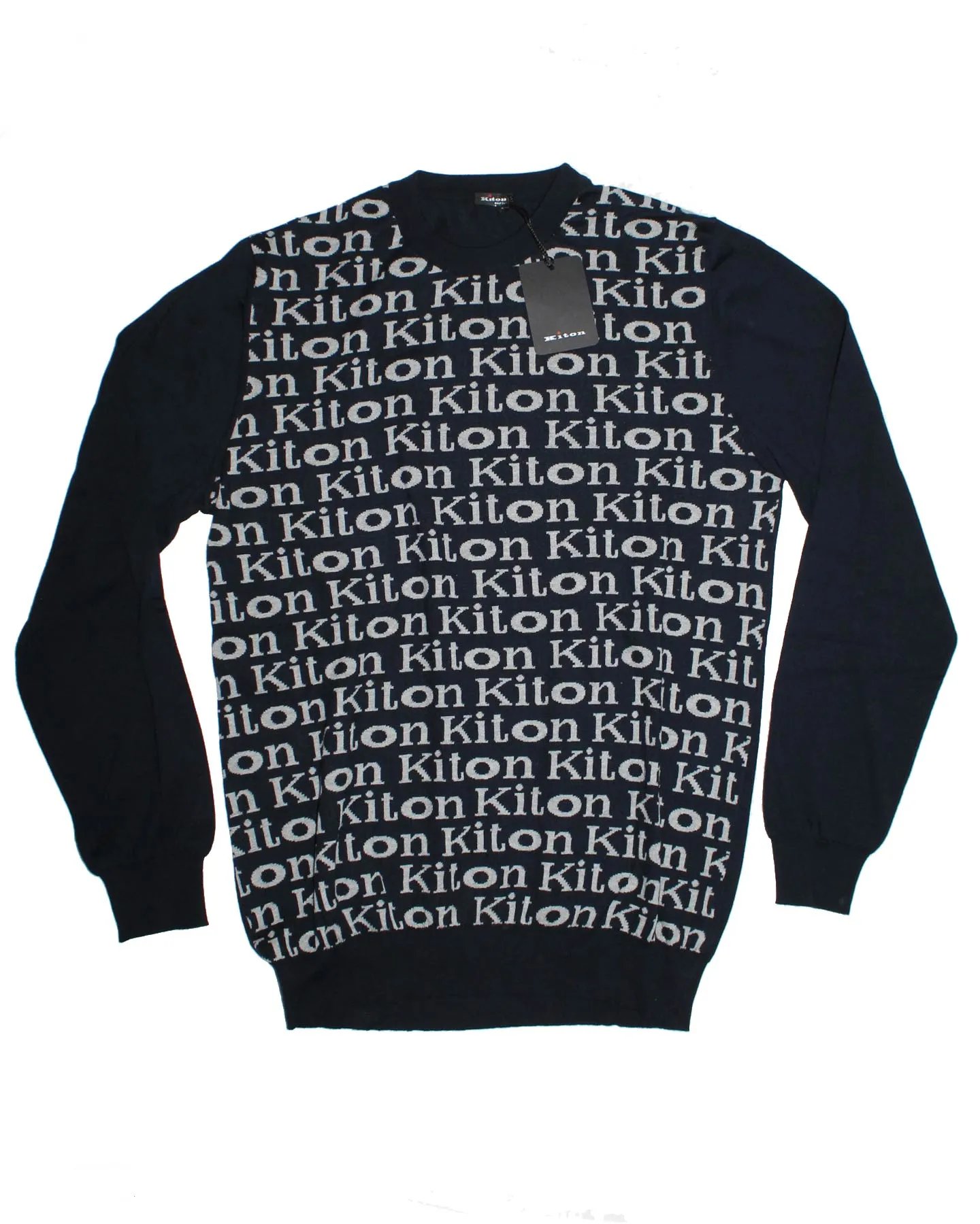 Kiton Sweater Black Logo Crewneck M