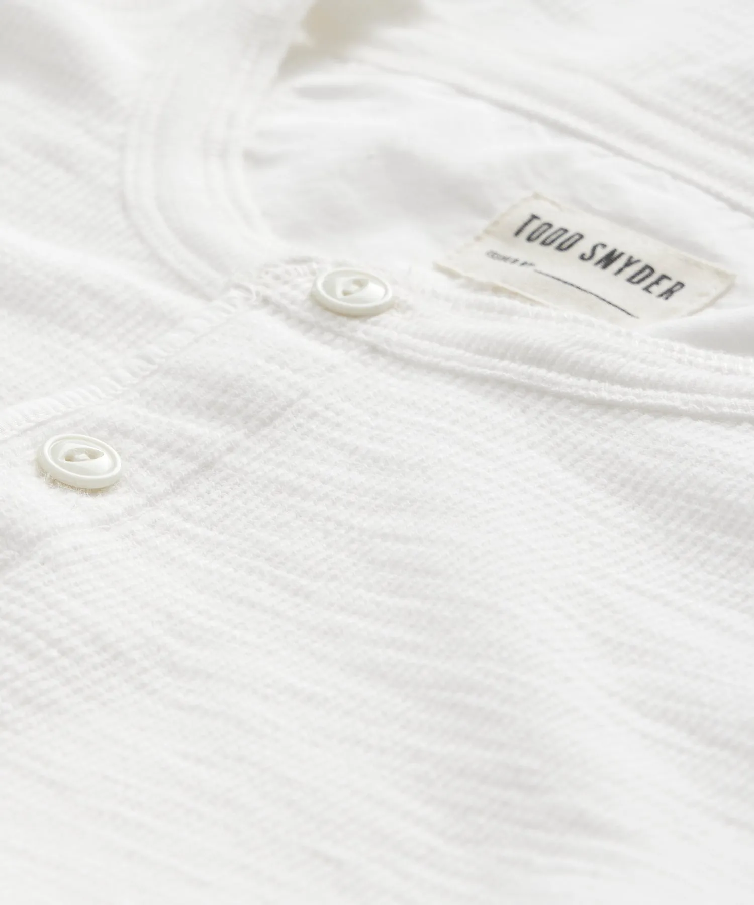 Lightweight Mini Waffle Henley in Antique White