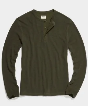 Lightweight Mini Waffle Henley in Snyder Olive