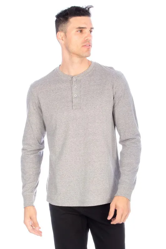 LONG SLEEVE HENLEY LIGHT GREY