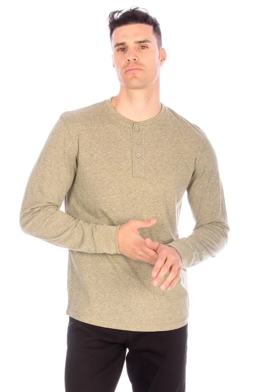 LONG SLEEVE HENLEY OLIVE