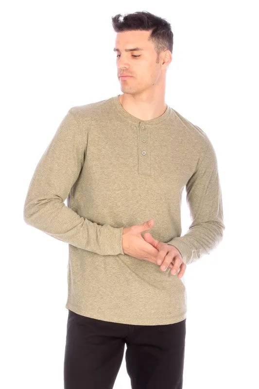 LONG SLEEVE HENLEY OLIVE