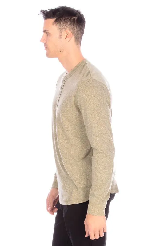 LONG SLEEVE HENLEY OLIVE