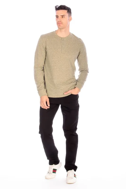 LONG SLEEVE HENLEY OLIVE