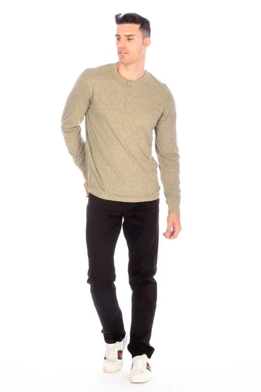 LONG SLEEVE HENLEY OLIVE