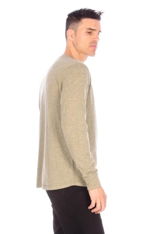 LONG SLEEVE HENLEY OLIVE