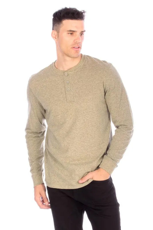 LONG SLEEVE HENLEY OLIVE