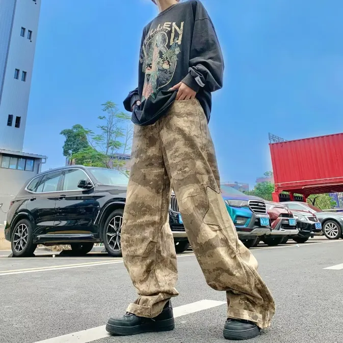 Men's Retro Star Patch Camouflage Cargo Pants