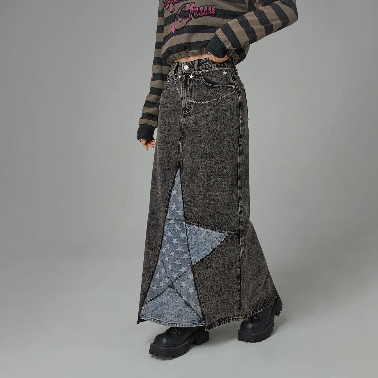 Model In Training Color Matching A-Line Long Skirt