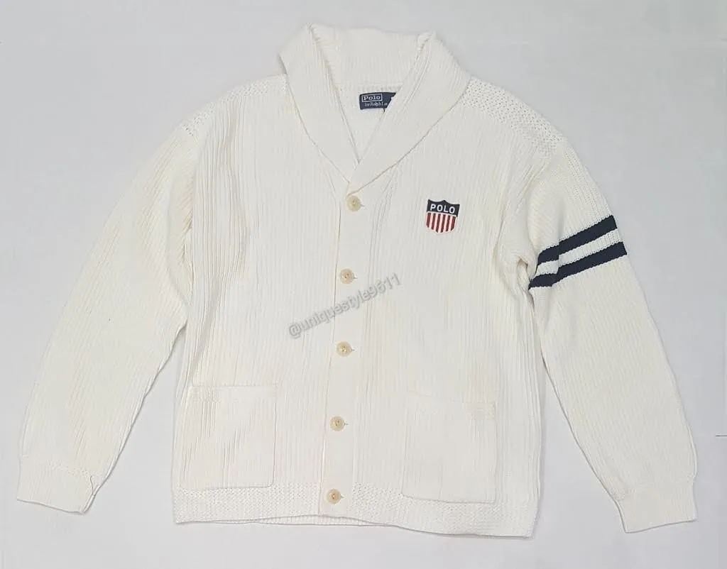 Nwt Polo Ralph Lauren Beige K-Swiss Shield Cardigan