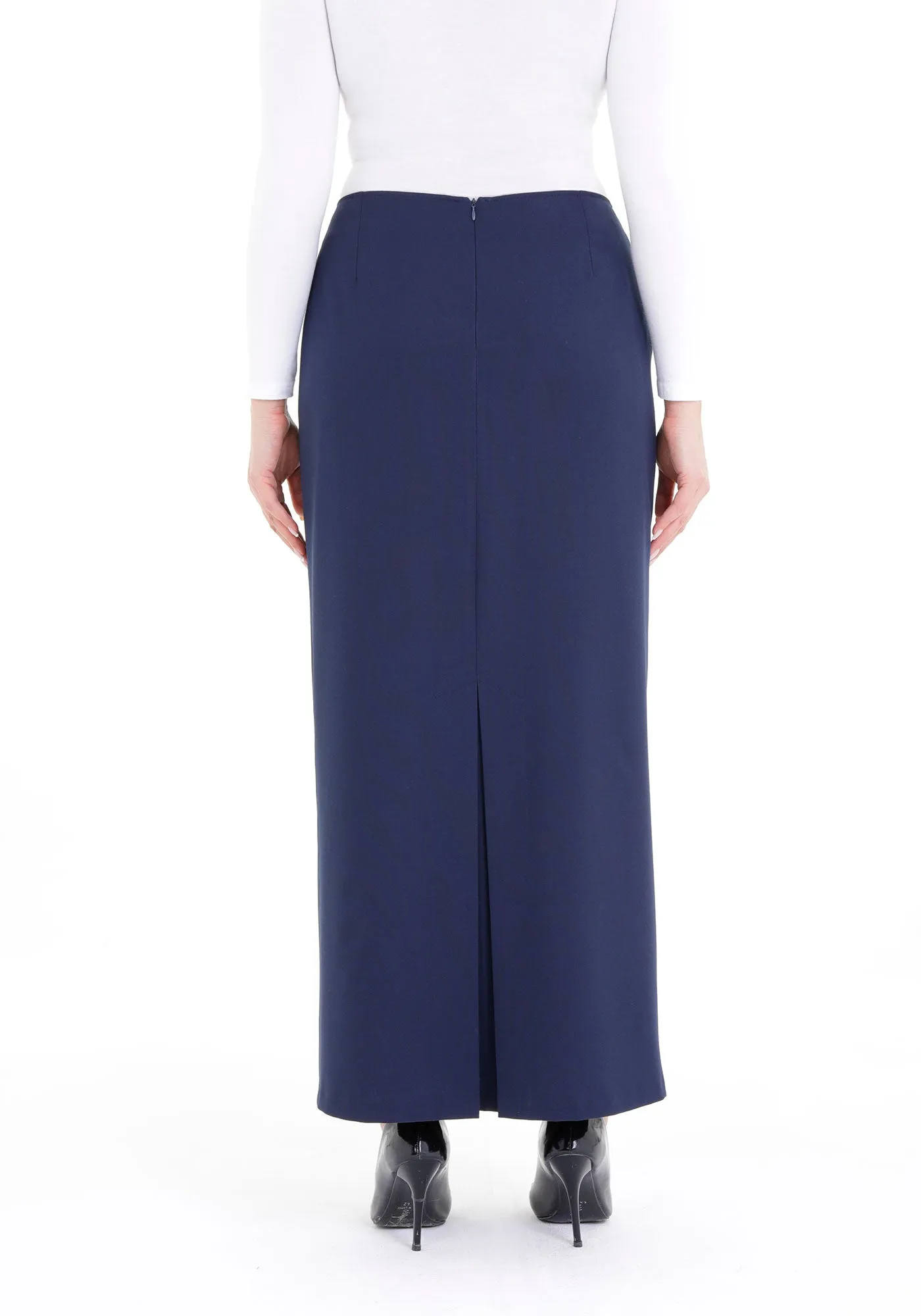 Oversized Navy Blue Maxi Pencil Skirt