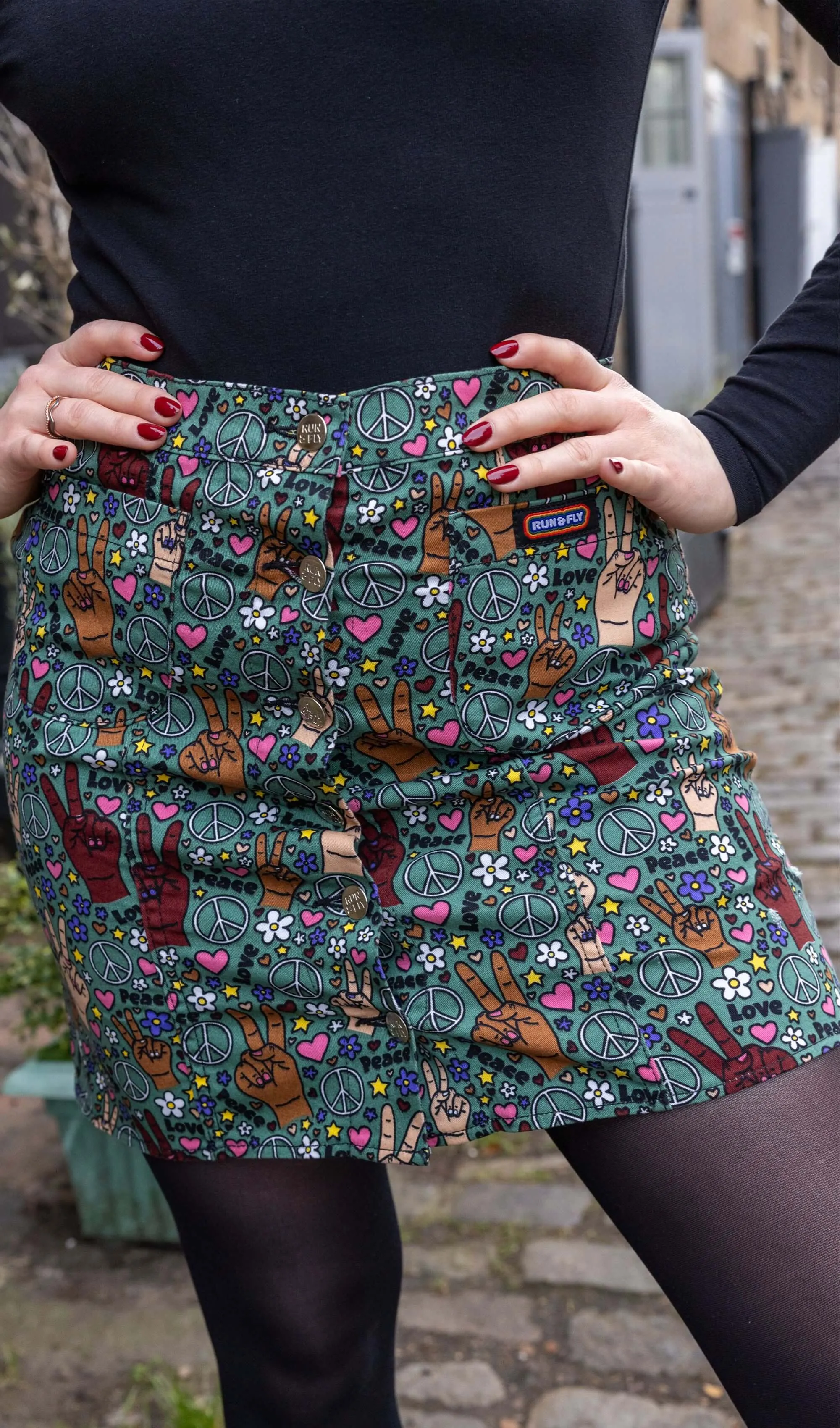 Peace and Love A Line Skirt