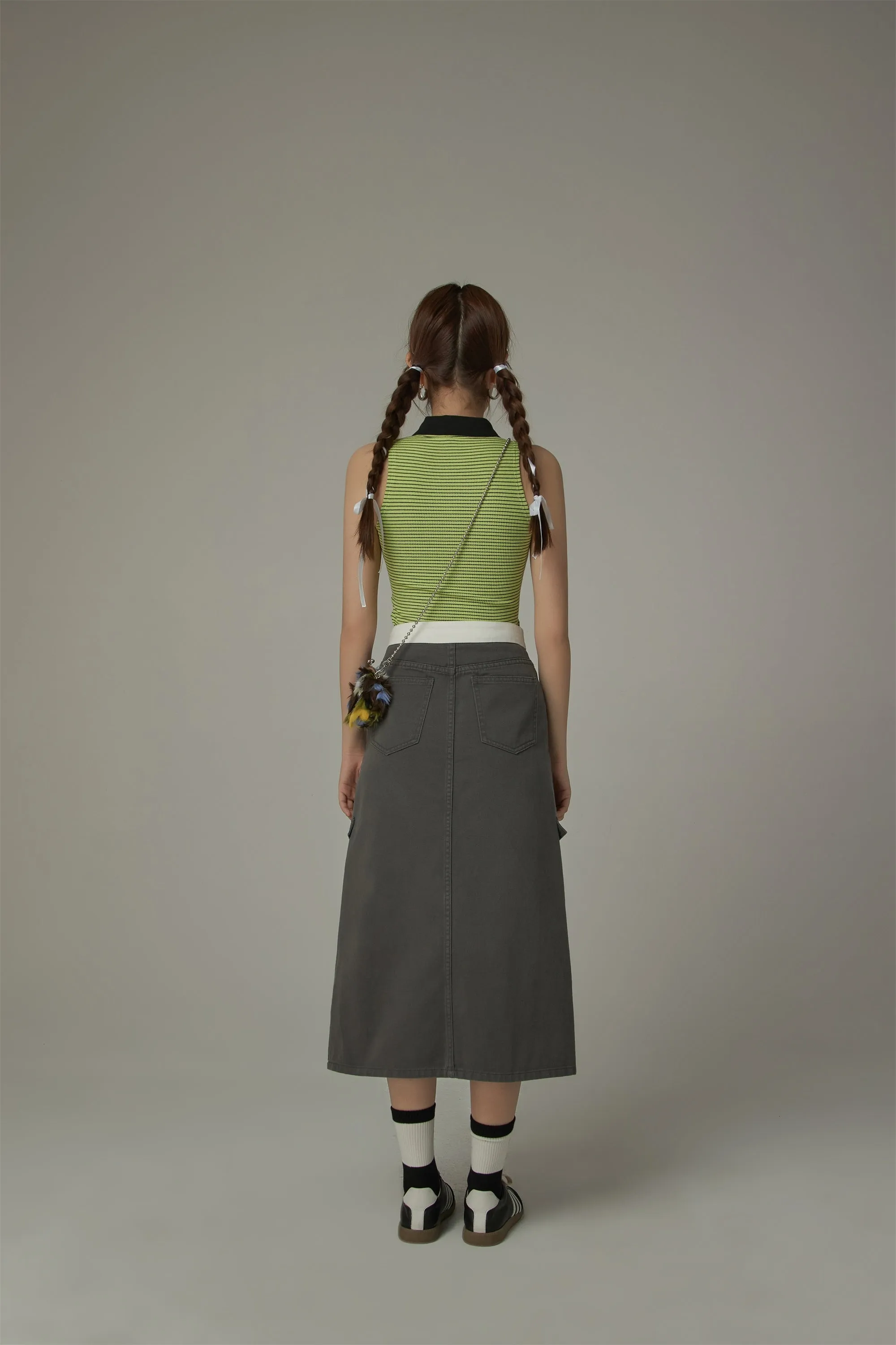 Pocket A-Line Long Skirt