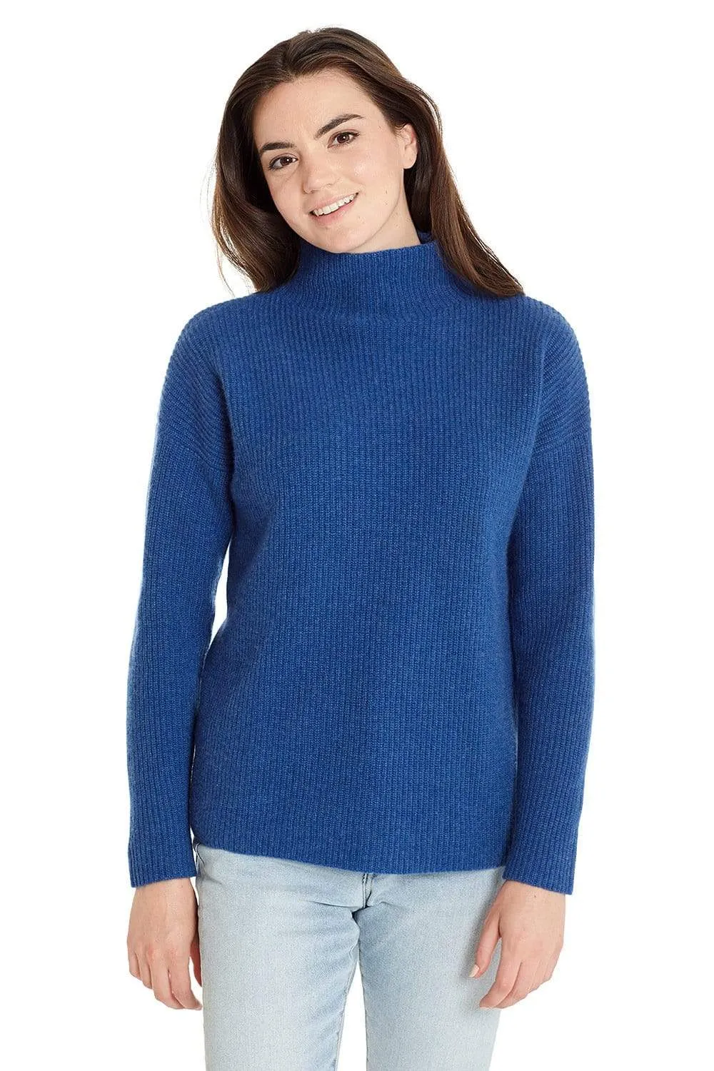 Purl Knit Mock Neck Cashmere Sweater for Women