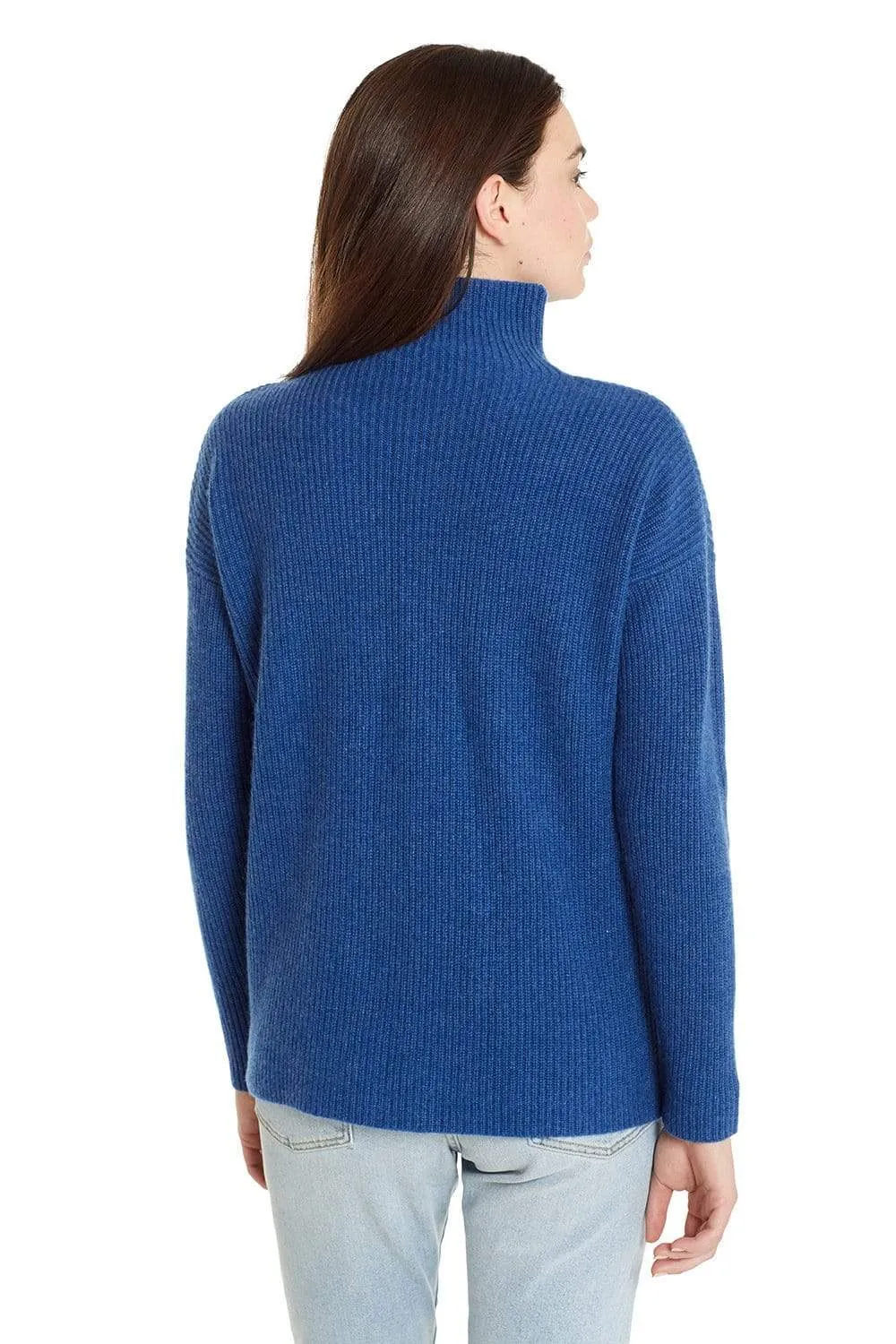 Purl Knit Mock Neck Cashmere Sweater for Women