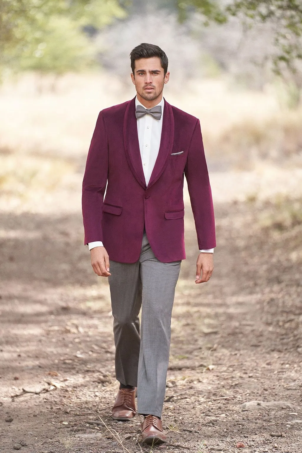 "Venice" Cranberry Velvet Dinner Jacket (Separates)