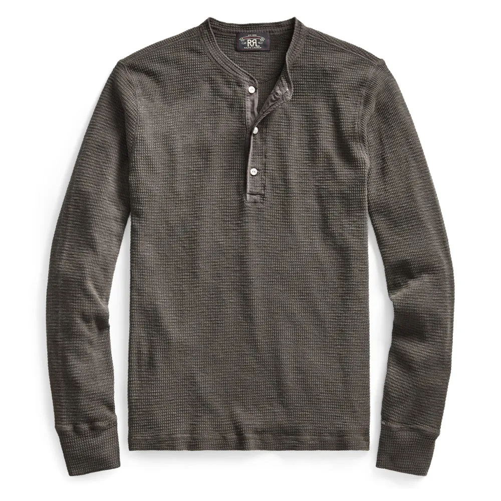 RRL by Ralph Lauren L/S Henley Knit Faded Black Canvas