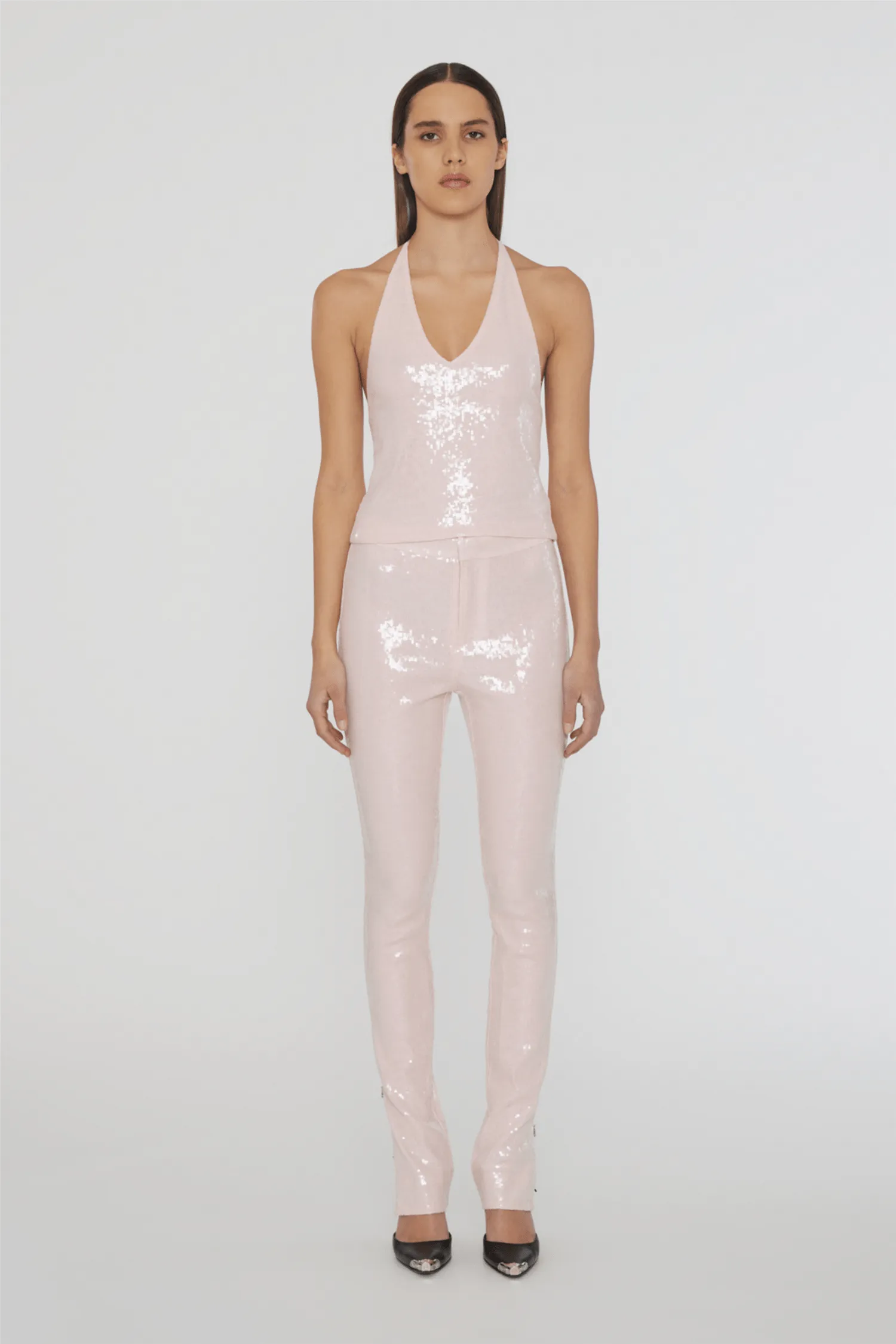 Sequin Boot Cut Pants Orchid Pink