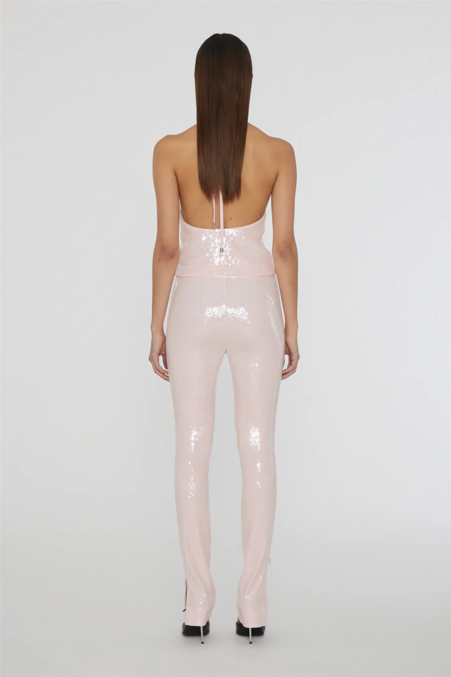 Sequin Boot Cut Pants Orchid Pink