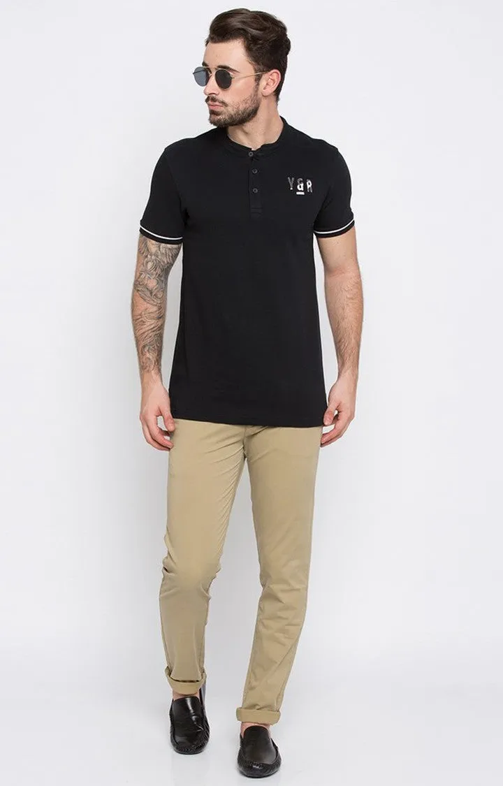 Spykar Black Solid Men T-Shirts