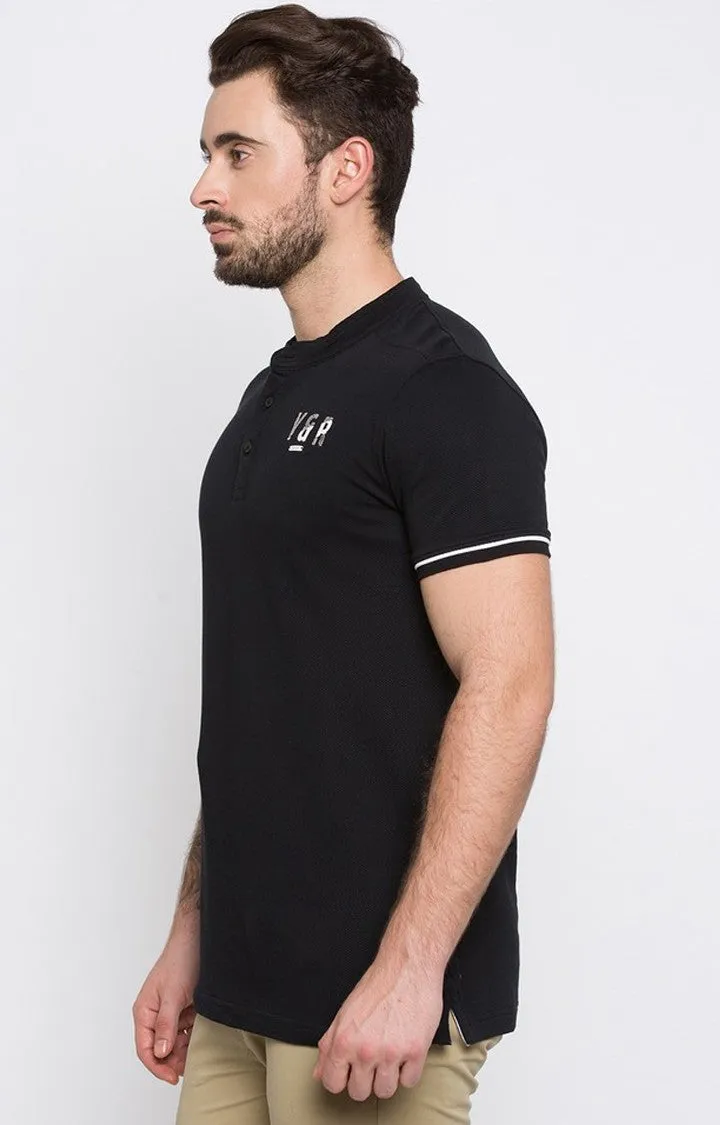 Spykar Black Solid Men T-Shirts