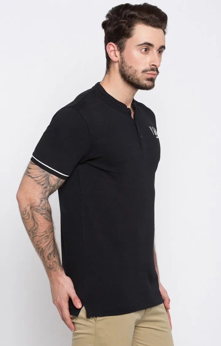 Spykar Black Solid Men T-Shirts