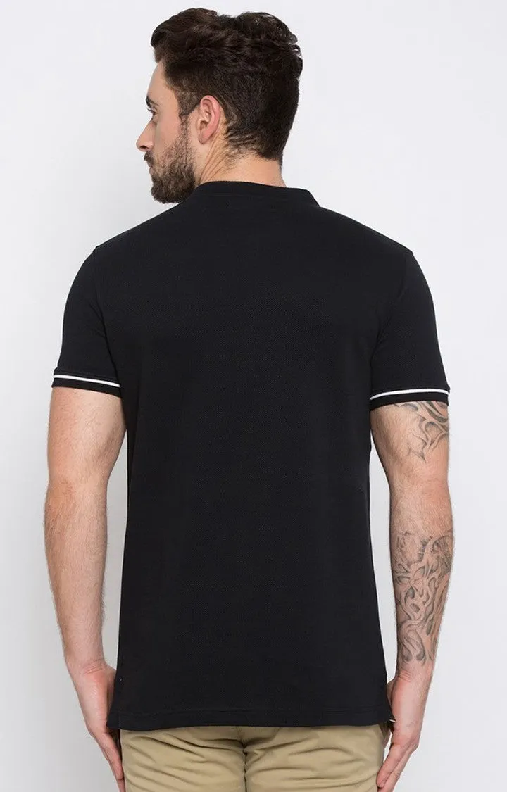 Spykar Black Solid Men T-Shirts