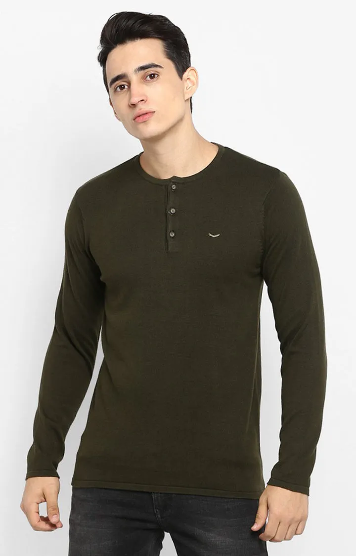 Spykar Green Cotton Men T-Shirts