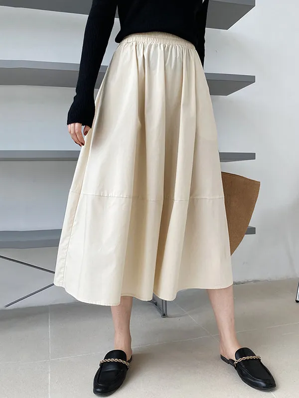 Stylish A-Line Elastics Solid Color Skirts