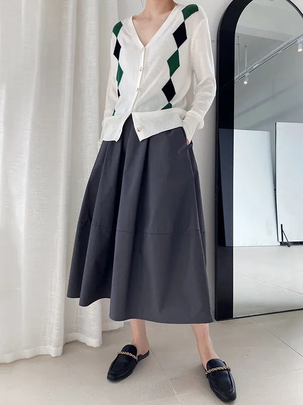 Stylish A-Line Elastics Solid Color Skirts