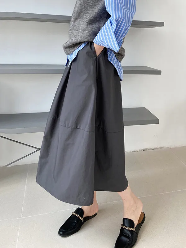 Stylish A-Line Elastics Solid Color Skirts